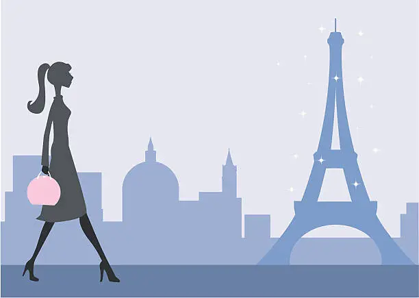 Vector illustration of Strolling in Paris