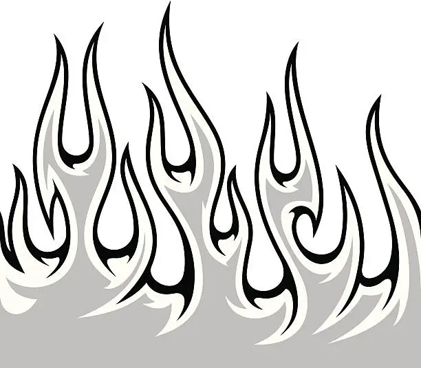 Vector illustration of Red Hot Flame B&W