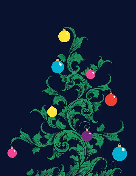 Vector illustration of Christmas Scroll Tree