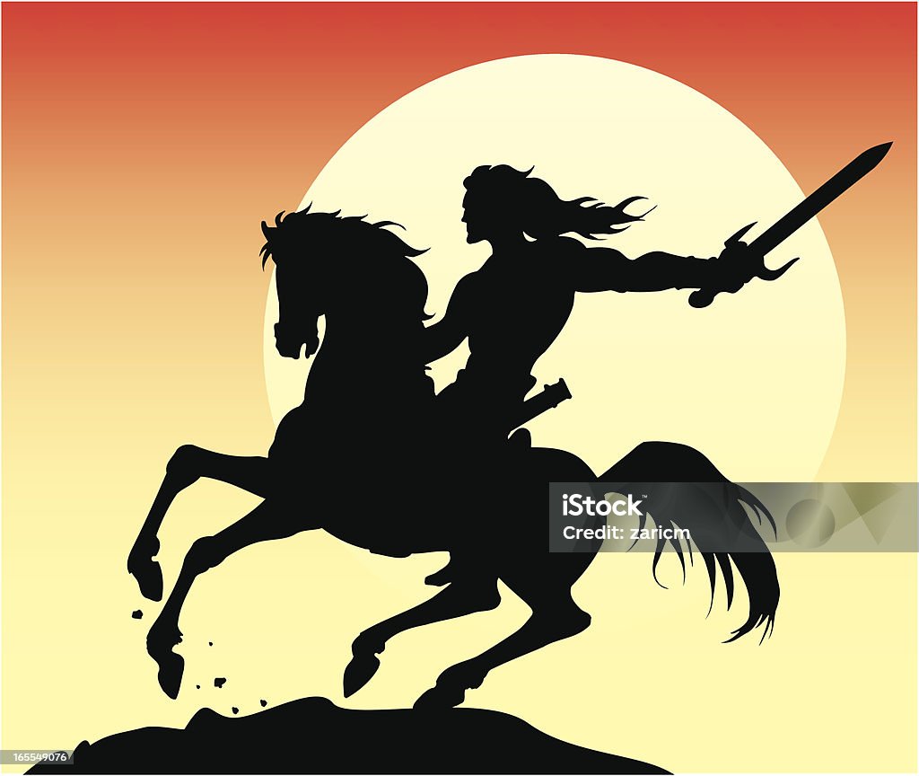 Guerrier à cheval - clipart vectoriel de Adulte libre de droits