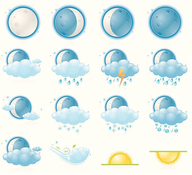 天気予報アイコン、夜の ベクターアートイラスト