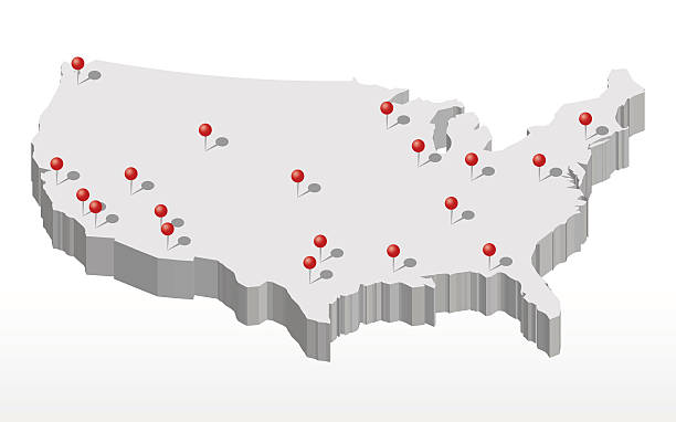 united states of america - map usa three dimensional shape cartography stock illustrations