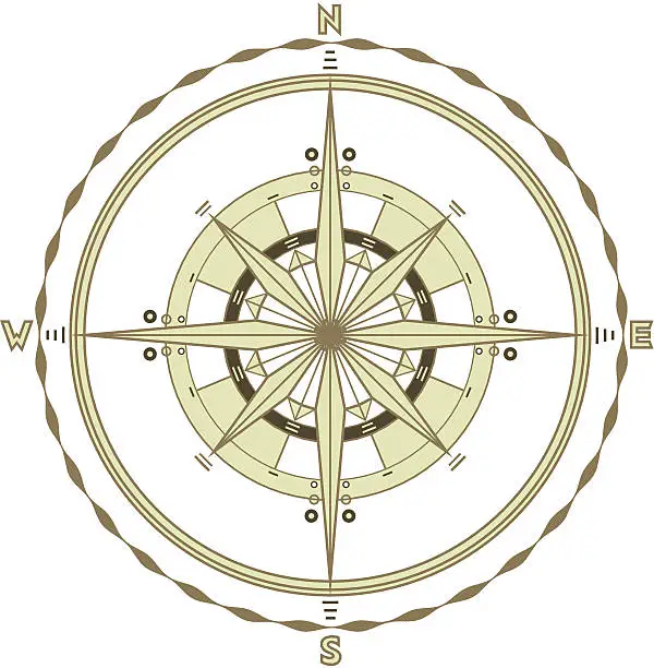 Vector illustration of Single Marine Compass