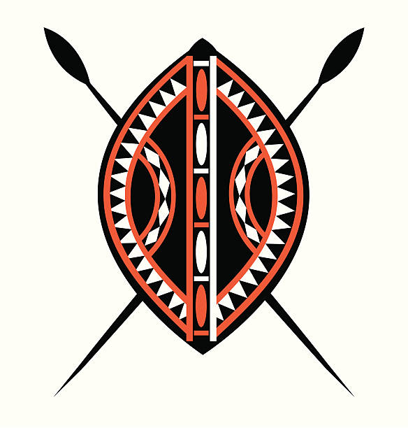 ilustrações, clipart, desenhos animados e ícones de masai escudo & lanças - national wildlife reserve illustrations