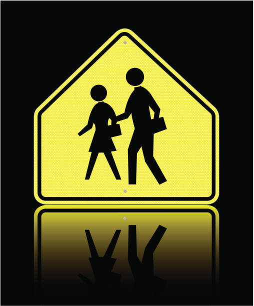 школа зоне-безопасности знак пересечения дороги - education sign school crossing sign crossing stock illustrations