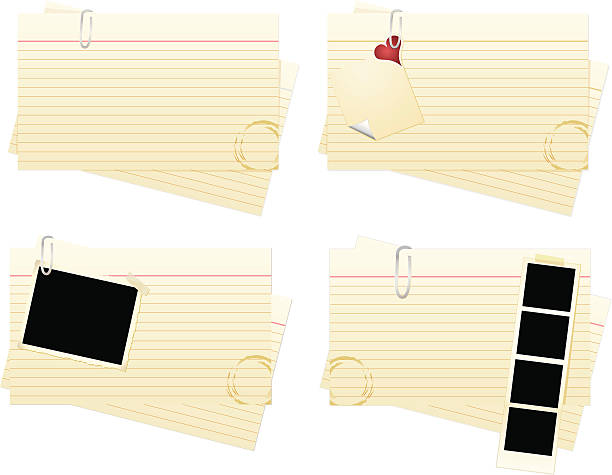 картотечная карточка четырех модулей - index card paper clip paper blank stock illustrations