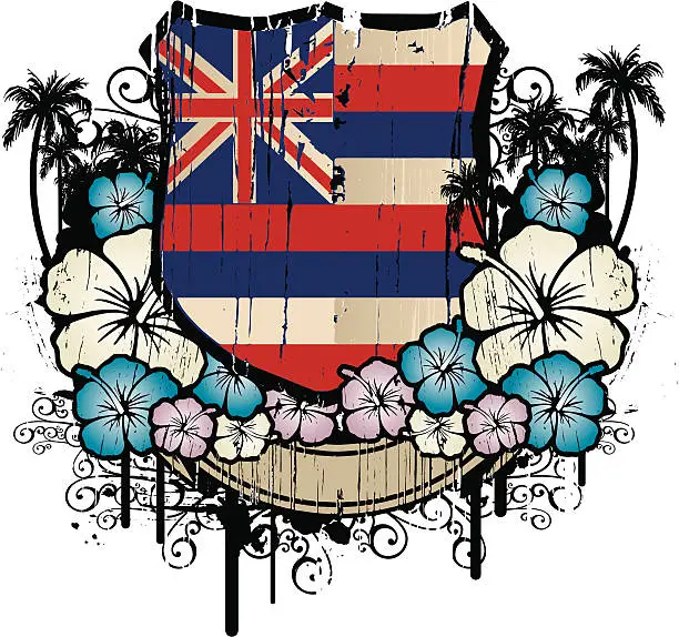 Vector illustration of hawaiian flowers emblem