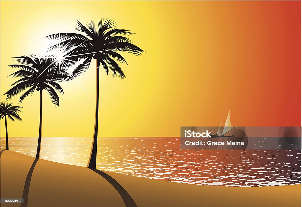 Пляж закат — ВЕКТОР - Векторная графика Палм-Бич - Голд-Кост роялти-фри