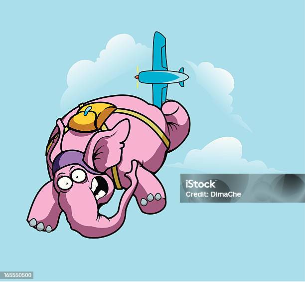 Elefante Skydiver - Arte vetorial de stock e mais imagens de Elefante - Elefante, Paraquedismo, Vento