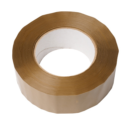 Roll of brown tape on a white isolated background