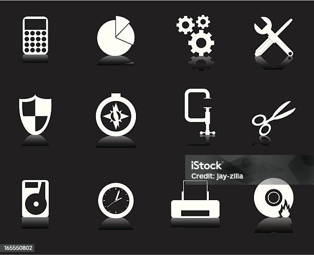 Ícones Da Internetsérie 5ferramentas Utilitários Branco Sobre Preto - Arte vetorial de stock e mais imagens de Brasão