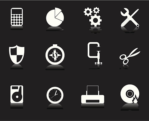 Internet Icons Series 5 - Tools & Utilities, White on Black vector art illustration