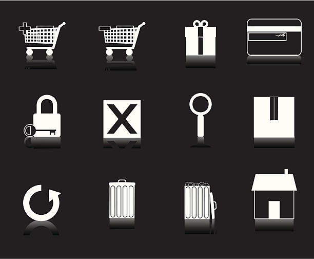 Internet Icons Series 1 - E-Commerce, White on Black vector art illustration
