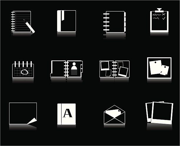 Internet Icons Series 2 - Documents, White on Black vector art illustration