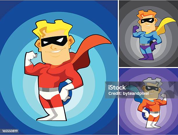Mini Man Super Hero Stock Illustration - Download Image Now - Adult, Blond Hair, Blue