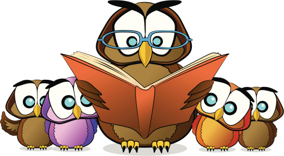 Wise Owl Teaching Reading Cartoon