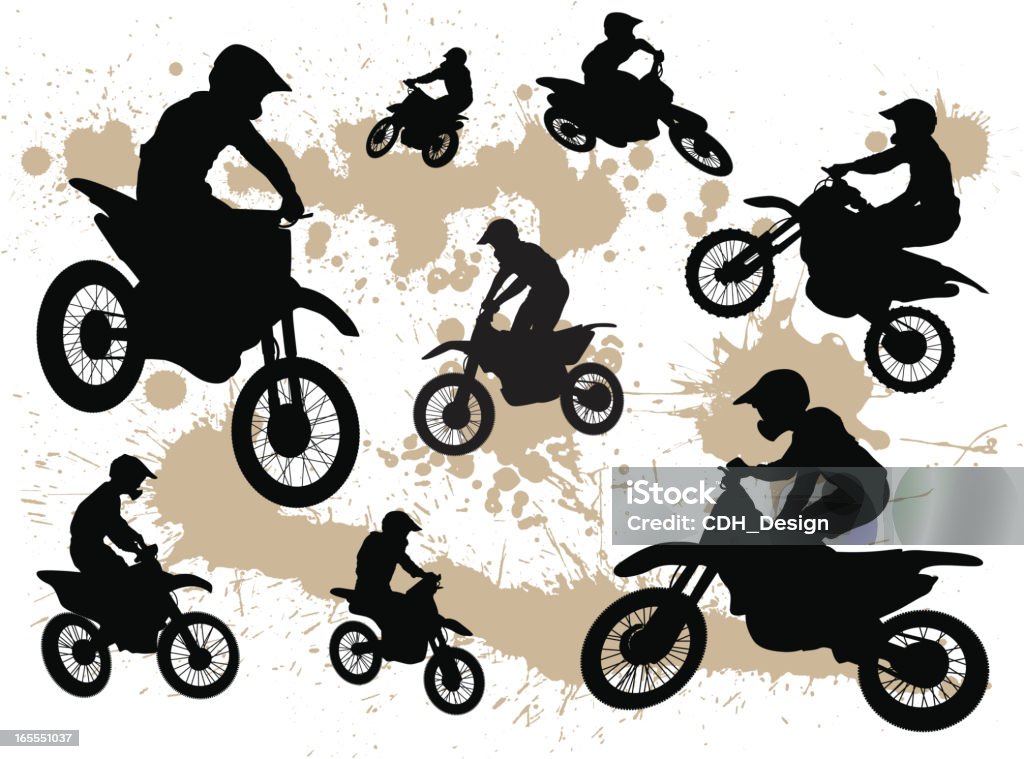 Ciclista de bicicleta silhuetas - Vetor de Motocross royalty-free