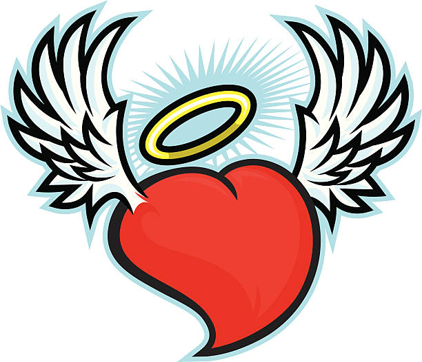 Winged Heart A winged Heart. The wings and halo are created separately. angels tattoos stock illustrations