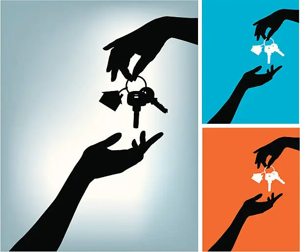Vector illustration of Two hands and a Home Keys