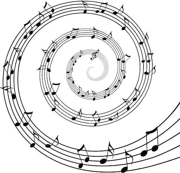 Bianco e nero a spirale di note musicali - illustrazione arte vettoriale