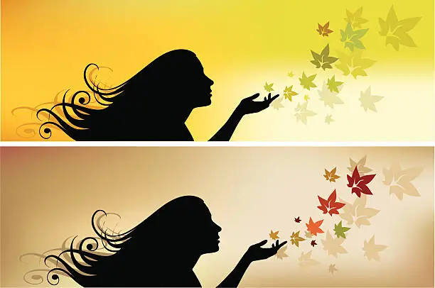 Vector illustration of Girl and Autumn