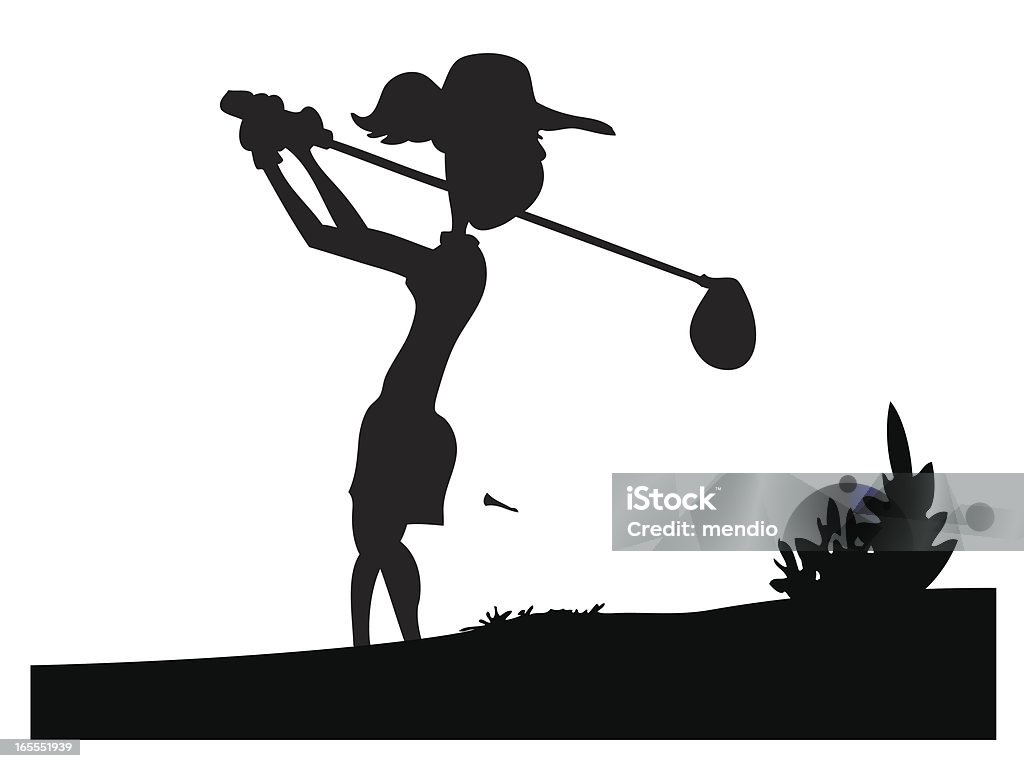 Lady golfista silhueta - Vetor de Adulto royalty-free