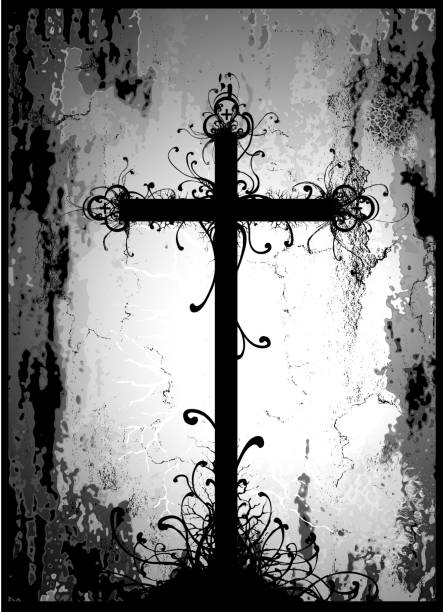 gotische cross - cross shape cross dirty grunge stock-grafiken, -clipart, -cartoons und -symbole