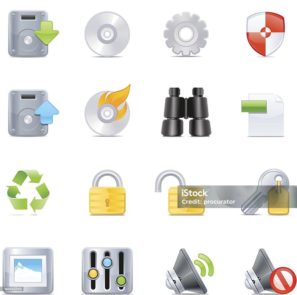 Computer icons Vector pack of 16 computer icons. Icon Set stock vector