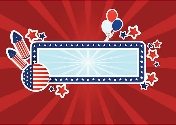 米国デザインのバナー - fourth of july patriotism american flag frame点のイラスト素材／クリップアート素材／マンガ素材／アイコン素材