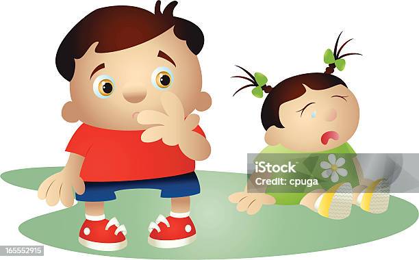 He Hit Me Stock Illustration - Download Image Now - Baby Girls, Cartoon, Child