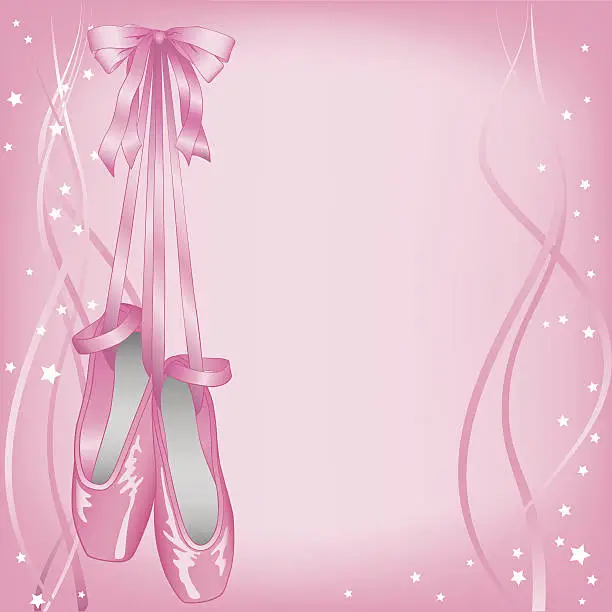 Vector illustration of Pink Ballet/Ballerina Slippers on Background