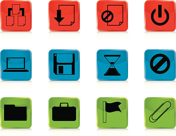 Internet Icons Series 4 - File management, Buttons vector art illustration