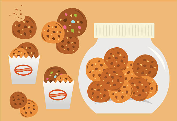 cookies sets different kind of cookies with cookies bottle. chocolate clipart stock illustrations