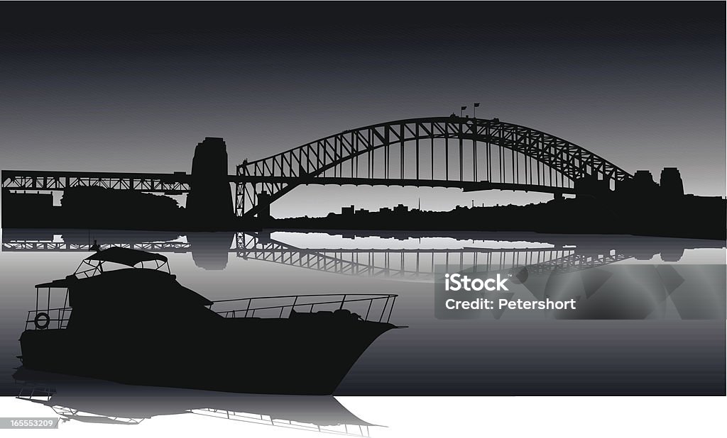 Puerto de Sydney en la noche - arte vectorial de Puente del Puerto de Sidney libre de derechos