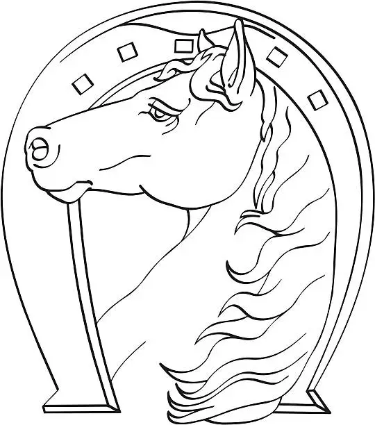 Vector illustration of Horse with horseshoe