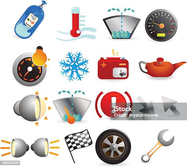 Indicatore Icone Auto - Immagini vettoriali stock e altre immagini di Batteria per auto - Batteria per auto, Calore - Concetto, Attrezzatura
