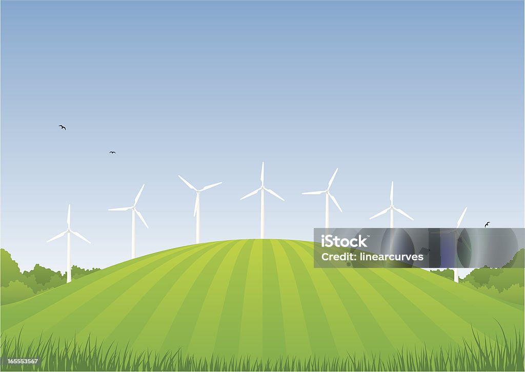 Turbinas eólicas - arte vectorial de Aerogenerador libre de derechos