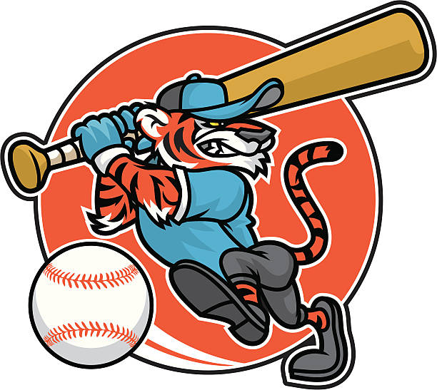Tiger baseball design This Tiger batter is created separately from the background. http://www.inktycoon.com/istocklb/sports-icon.jpg baseball batter swinging stock illustrations