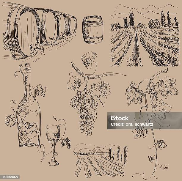 Vinicultura - Arte vetorial de stock e mais imagens de Barril de vinho - Barril de vinho, Botânica - Ciência de plantas, Ilustração