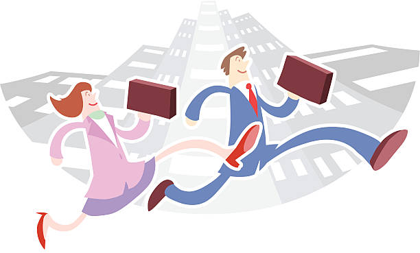 Business team in the city Business team in the city. upward mobility stock illustrations