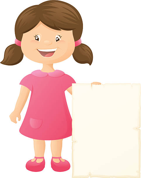 girl's message1-inkl. jpeg - pigtails placard child holding stock-grafiken, -clipart, -cartoons und -symbole