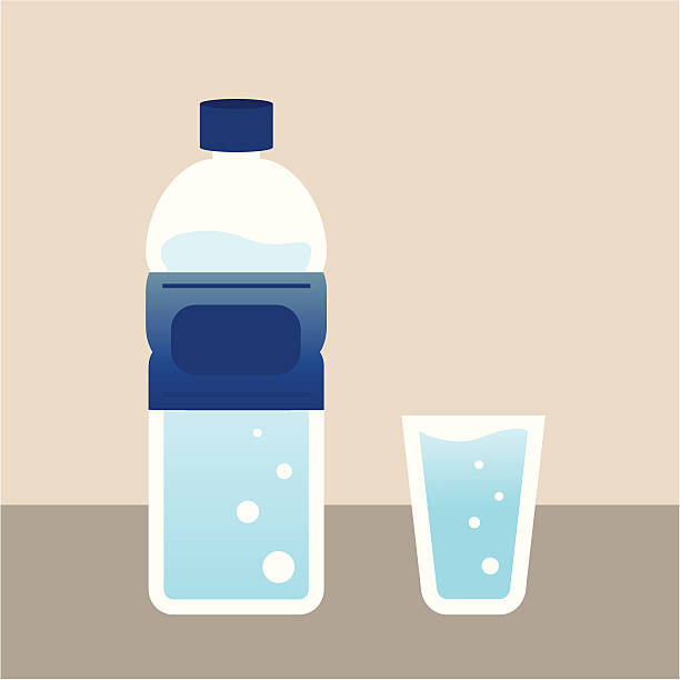 вода и бутылка вина - water bottle cold purified water stock illustrations