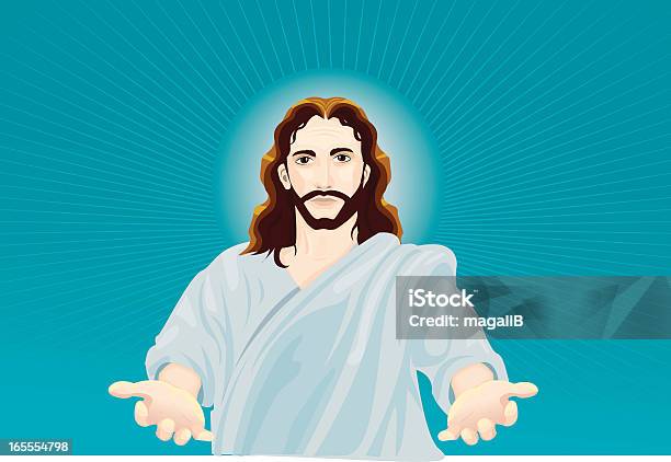 Иисус — стоковая векторная графика и другие изображения на тему Иисус Христос - Иисус Христос, Векторная графика, Раскинуть руки