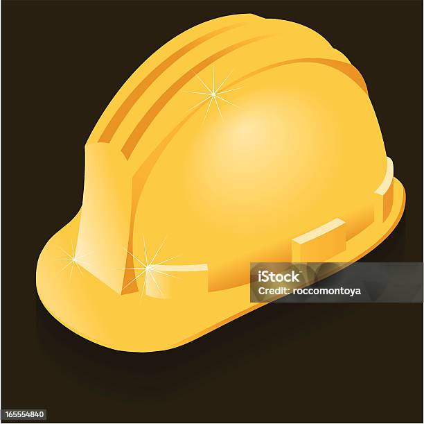 Желтый Строительная Каска — стоковая векторная графика и другие изображения на тему Каска - Каска, Горнодобывающая промышленность, Векторная графика