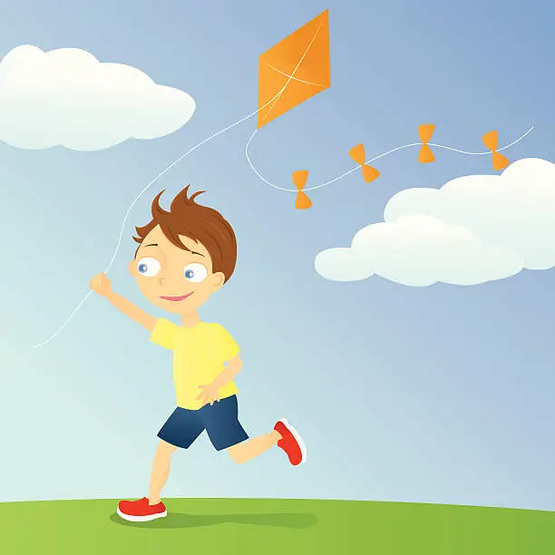 Vector illustration of Flying a Kite