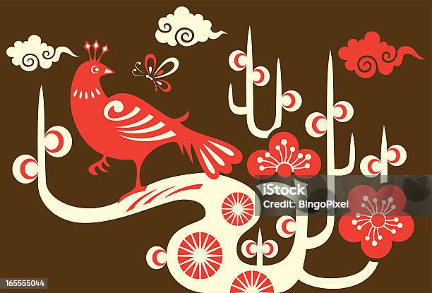 Oiseaux Papillons Fleur De Cerisier Vecteurs libres de droits et plus d'images vectorielles de Abstrait - Abstrait, Amitié, Arbre