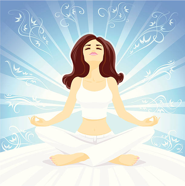 медитация - yoga women emotional stress praying stock illustrations