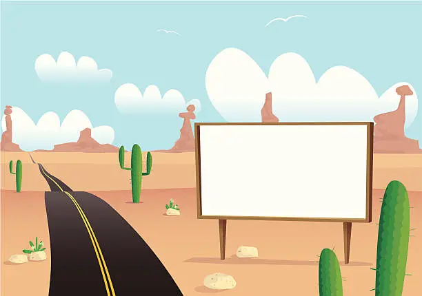 Vector illustration of Billboard in daytime desert