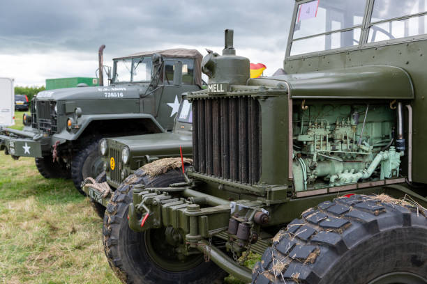 Low Ham.Somerset.United Kingdom.July 23rd 2023.A restored Scammell Pioneer military truck from 1944 is on show at the Somerset steam and country show
