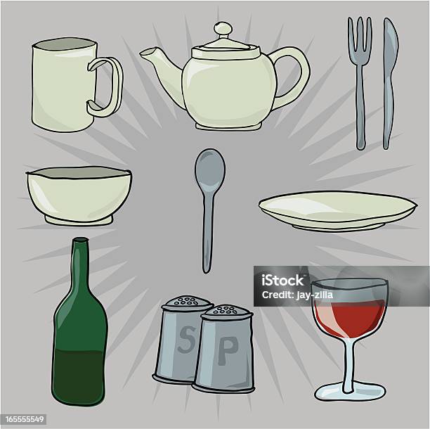 Vaisselle Vecteurs libres de droits et plus d'images vectorielles de Aliment - Aliment, Aliments et boissons, Assiette